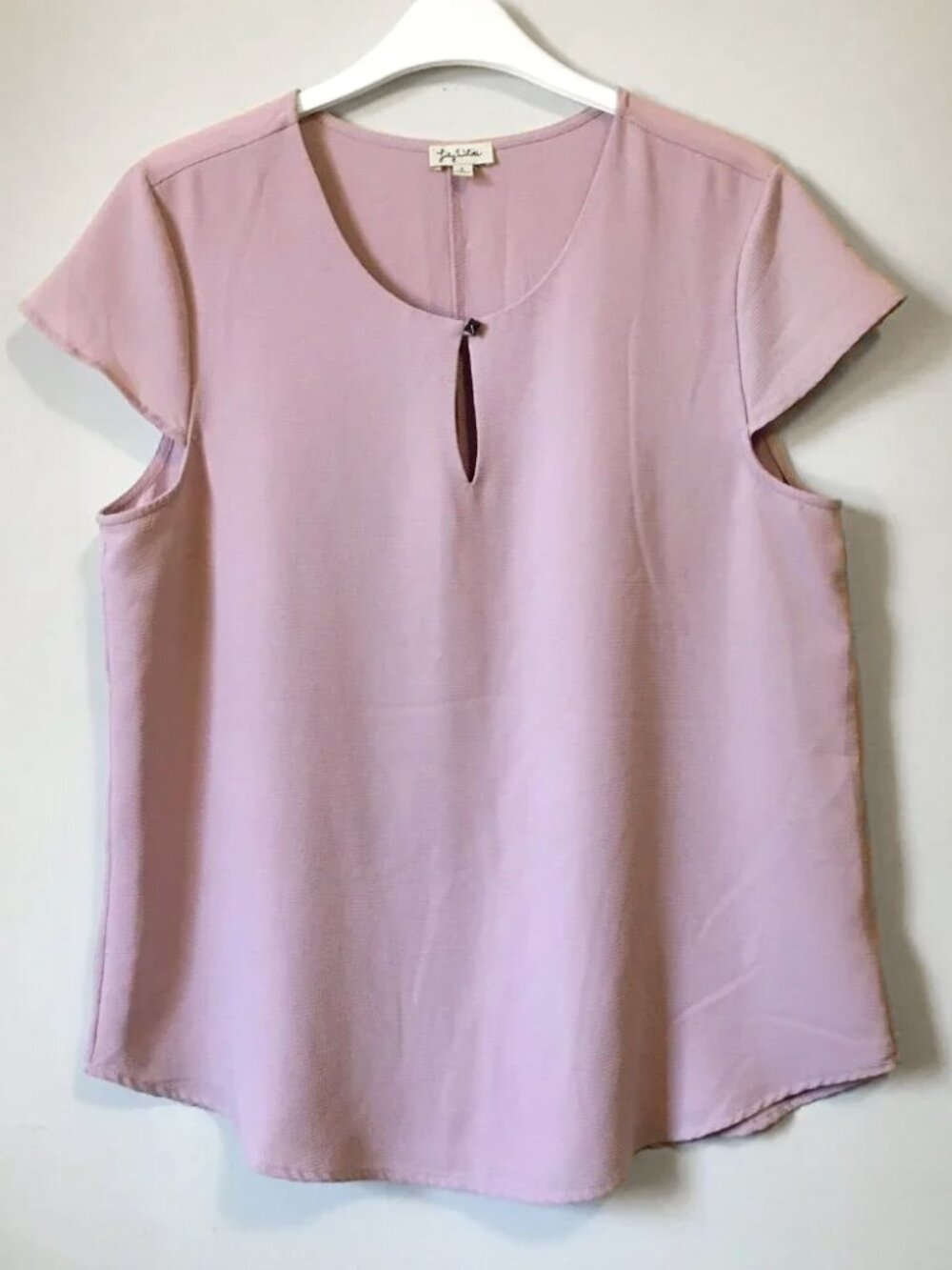 Lily White Winsome Orchid Stud Button Chirimen Crepe Cap Sleeve Blouse L Fantasy